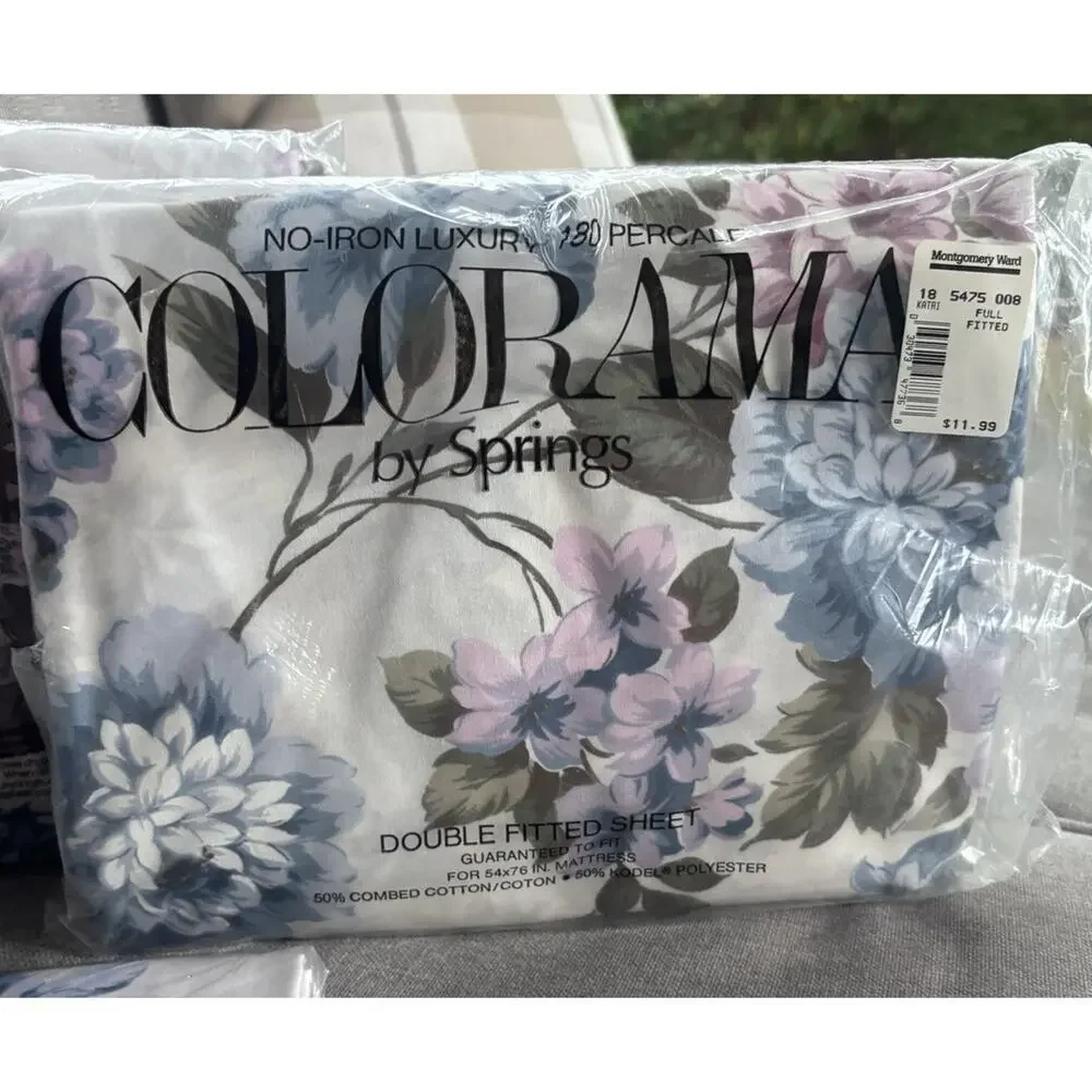 NWT 4 Piece Floral Sheet Set Double Size by Springs Colorama 180 Percale